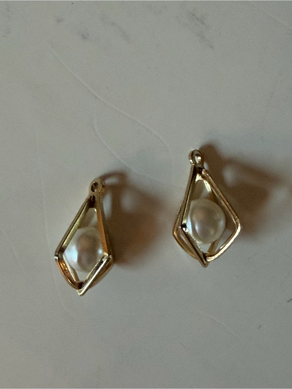 Gold Faux Pearl Drops for Earring Crafting- Classic White Pearl Pendant